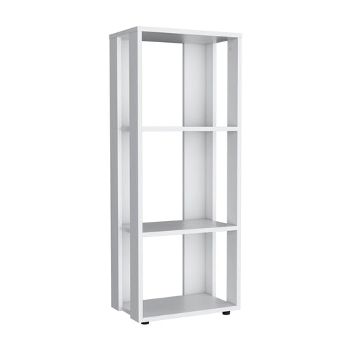 Eco White Four-Tier Bookcase for Living Room Storage.