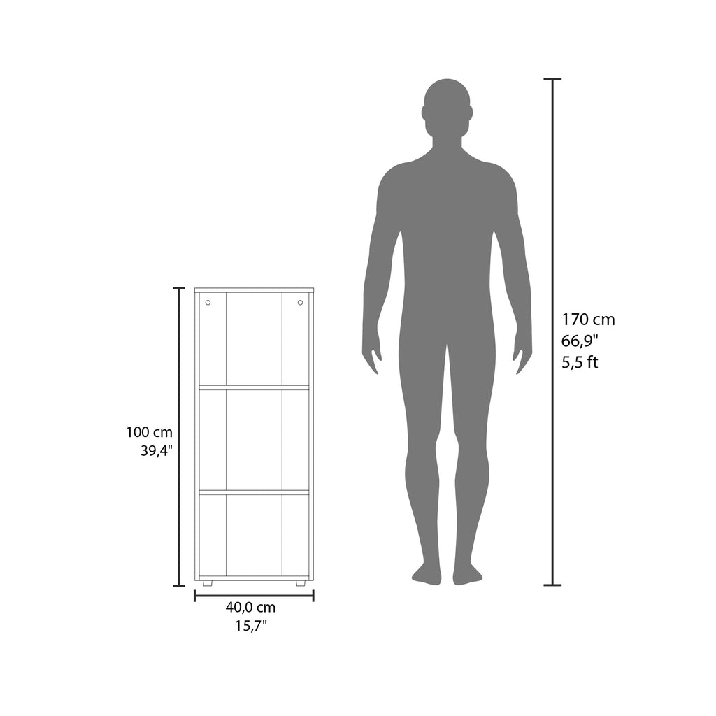 Eco 39 Tall Four-Tier Bookcase, Living Room, Storage Cabinet, Shelves White