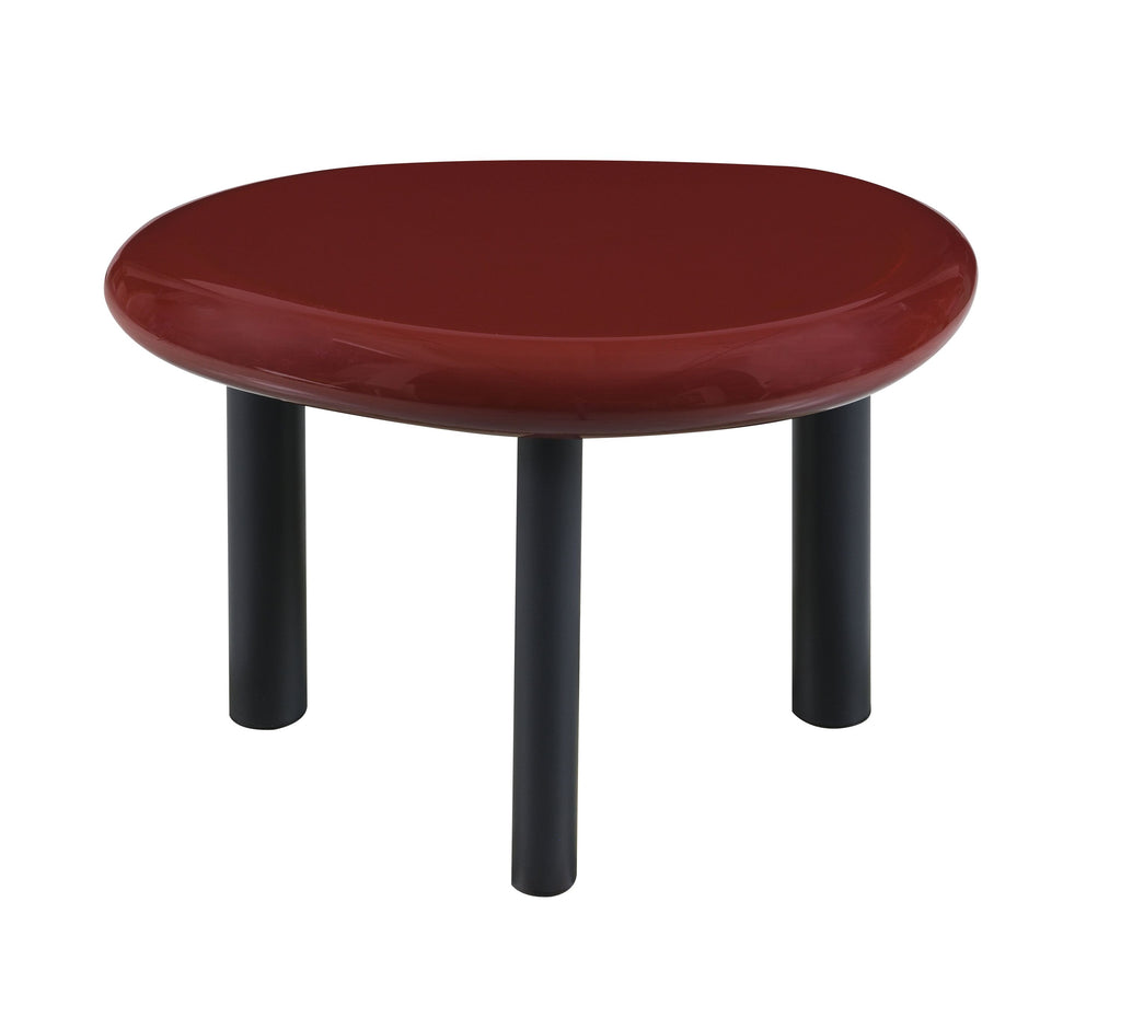 Eddie Red High Gloss Metal Synthetic Wood End Table.