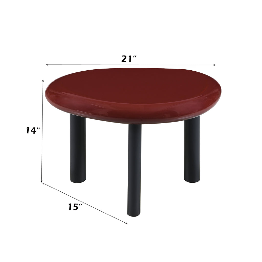 Eddie Red High Gloss Metal Synthetic Wood End Table.