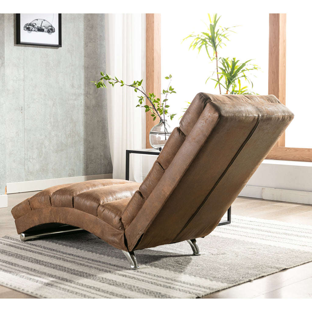 Linen Massage Chaise Lounge Indoor with Remote Control, Ergonomic Electric Massage Long Lounger, Coffee