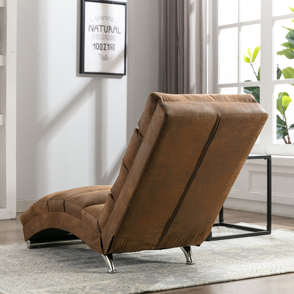 Linen Massage Chaise Lounge Indoor with Remote Control, Ergonomic Electric Massage Long Lounger, Coffee