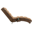 Linen Massage Chaise Lounge Indoor with Remote Control, Ergonomic Electric Massage Long Lounger, Coffee