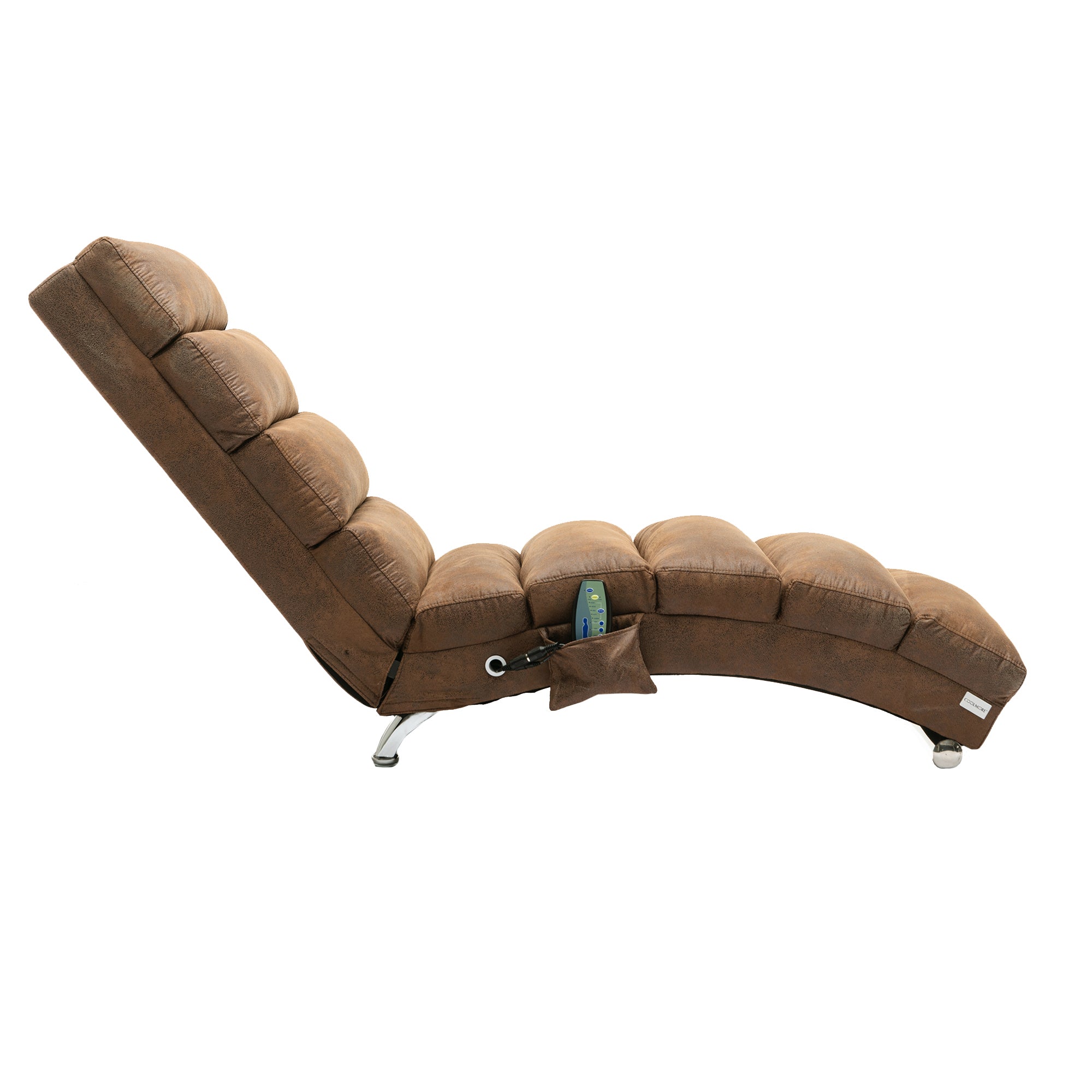 Linen Massage Chaise Lounge Indoor with Remote Control, Ergonomic Electric Massage Long Lounger, Coffee