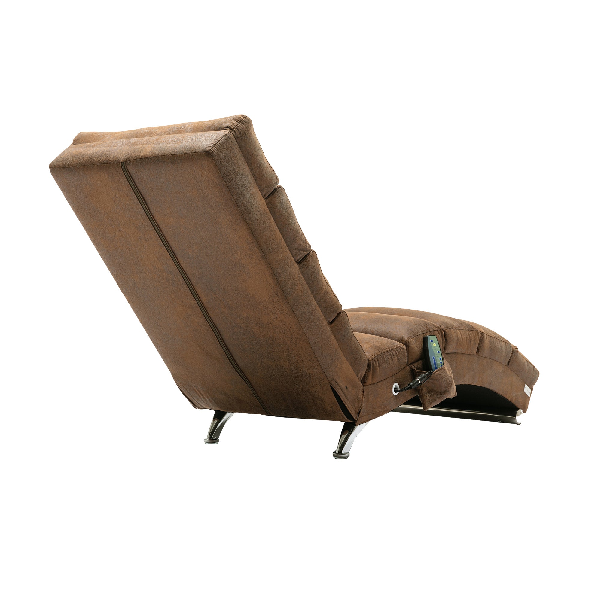 Linen Massage Chaise Lounge Indoor with Remote Control, Ergonomic Electric Massage Long Lounger, Coffee