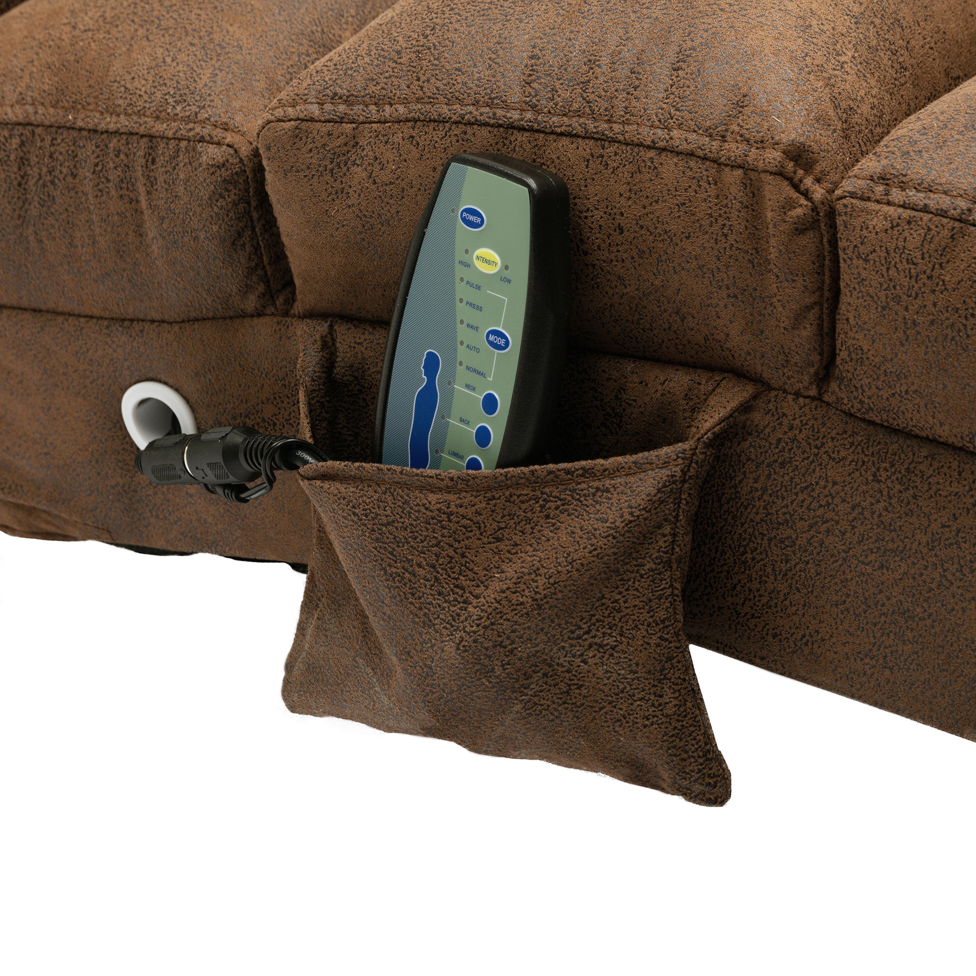 Linen Massage Chaise Lounge Indoor with Remote Control, Ergonomic Electric Massage Long Lounger, Coffee