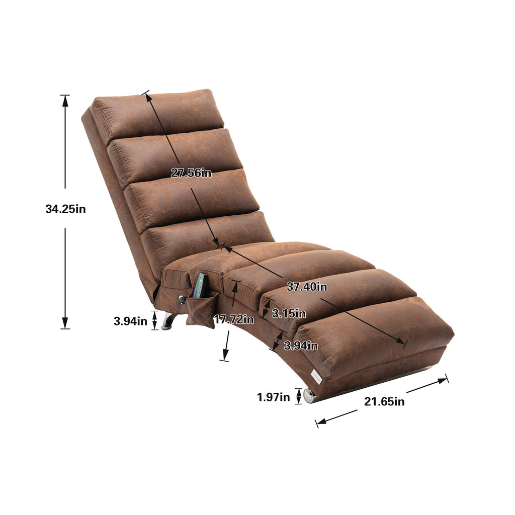Linen Massage Chaise Lounge Indoor with Remote Control, Ergonomic Electric Massage Long Lounger, Coffee