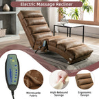 Linen Massage Chaise Lounge Indoor with Remote Control, Ergonomic Electric Massage Long Lounger, Coffee