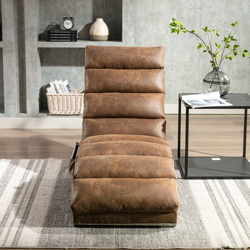 Linen Massage Chaise Lounge Indoor with Remote Control, Ergonomic Electric Massage Long Lounger, Coffee