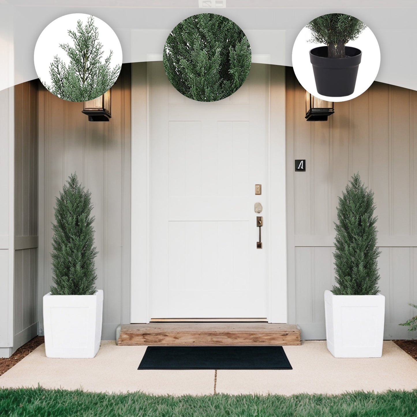 120cm Artificial Green Pine Cypress Tree Realistic Plastic Faux Plant for Indoor and Outdoor Decoration 2pcs/set