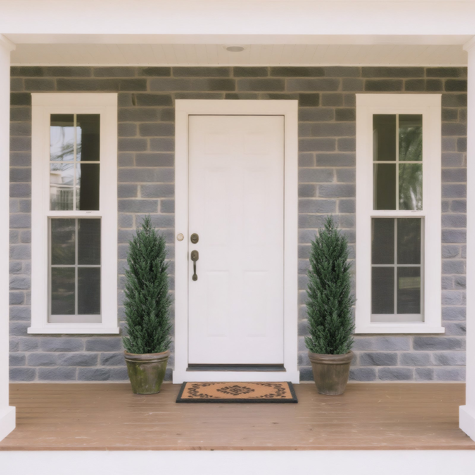 120cm Artificial Green Pine Cypress Tree Realistic Plastic Faux Plant for Indoor and Outdoor Decoration 2pcs/set