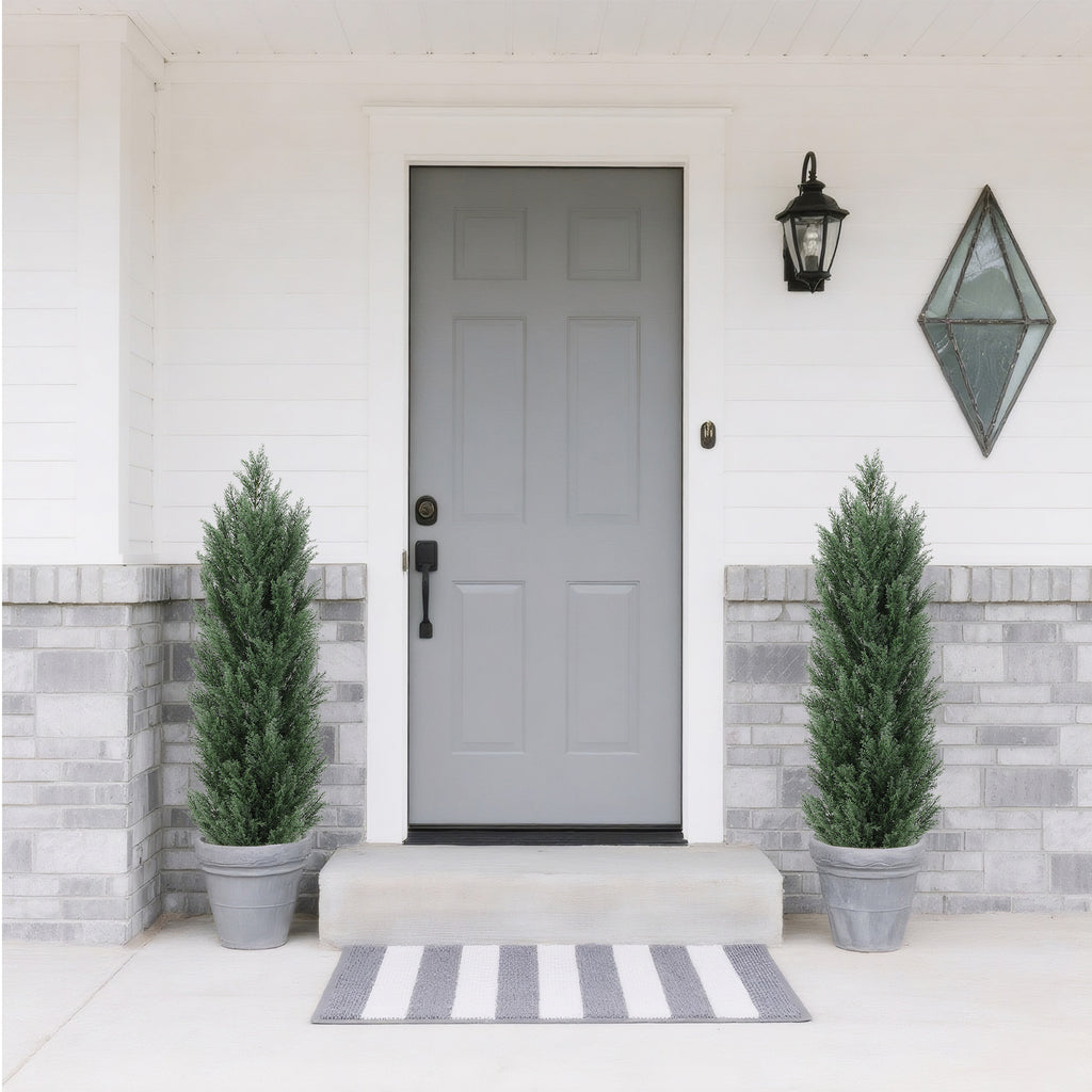 120cm Artificial Green Pine Cypress Tree Realistic Plastic Faux Plant for Indoor and Outdoor Decoration 2pcs/set