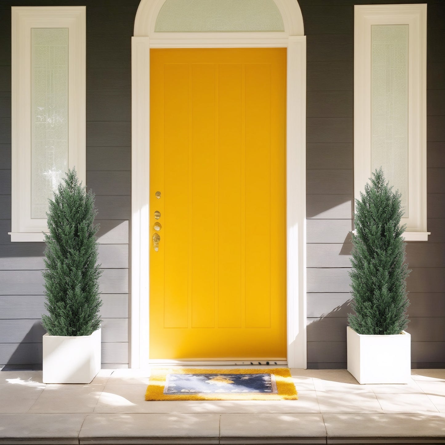 120cm Artificial Green Pine Cypress Tree Realistic Plastic Faux Plant for Indoor and Outdoor Decoration 2pcs/set