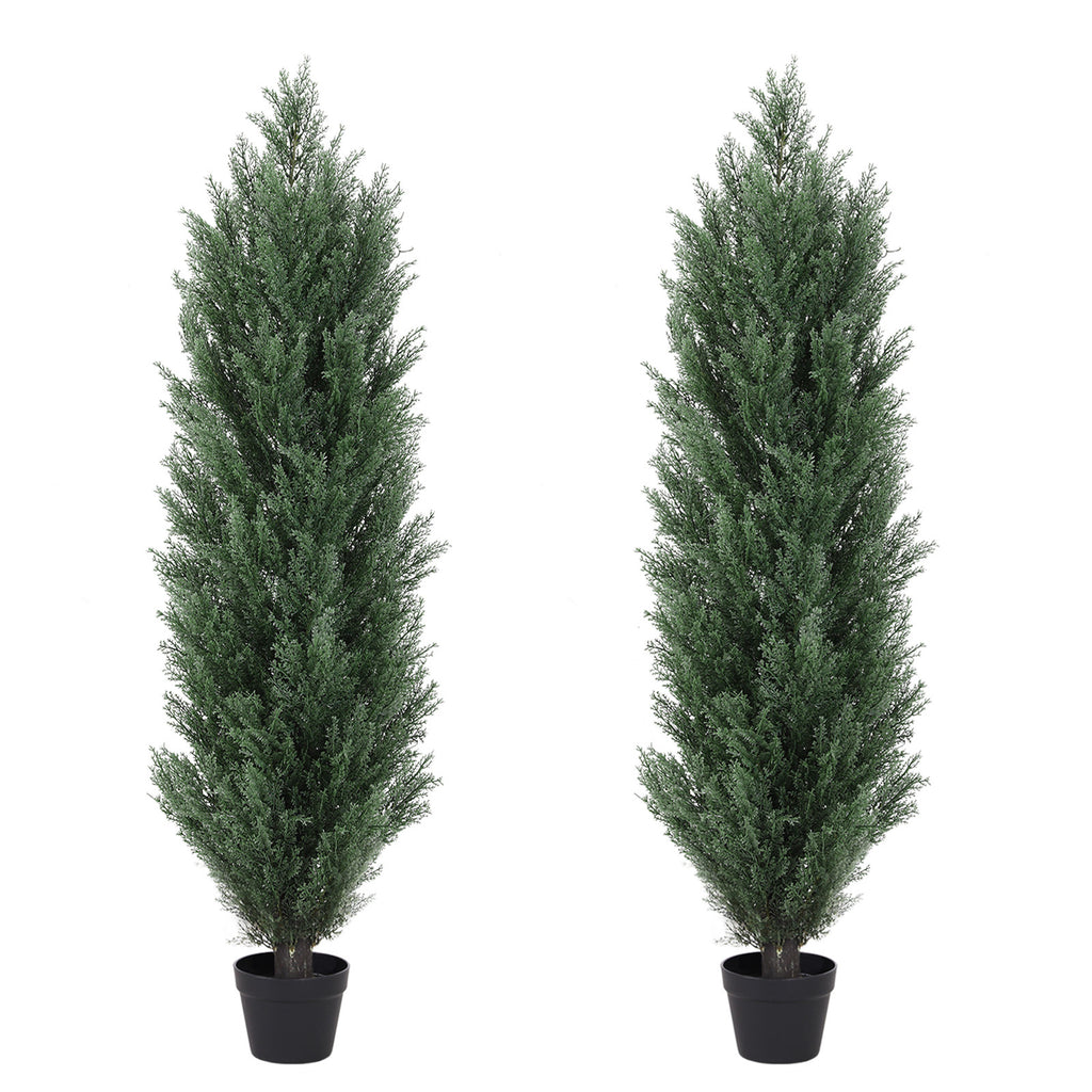 120cm Artificial Green Pine Cypress Tree Realistic Plastic Faux Plant for Indoor and Outdoor Decoration 2pcs/set