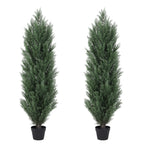 120cm Artificial Green Pine Cypress Tree Realistic Plastic Faux Plant for Indoor and Outdoor Decoration 2pcs/set