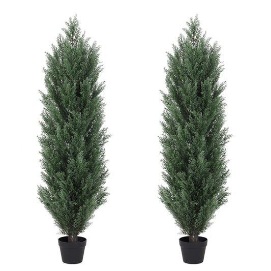 120cm Artificial Green Pine Cypress Tree Realistic Plastic Faux Plant for Indoor and Outdoor Decoration 2pcs/set