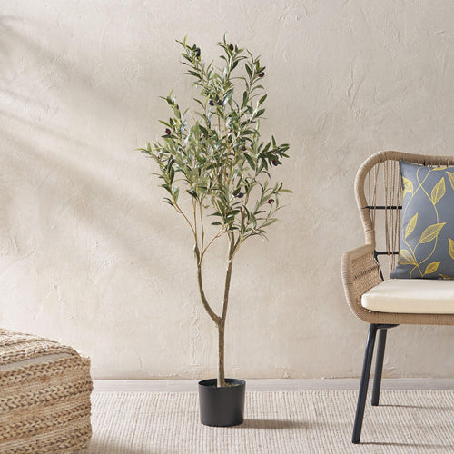 Elegant 120cm Artificial Olive Tree with Iron Base.