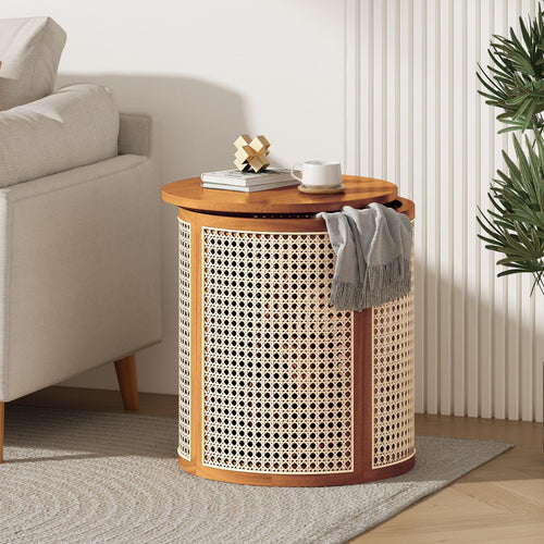 Elegant 15.70 Inch Round End Table in Ochre.