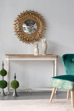 27" in Sunburst Design Wall Mirror Decorative Golden Finish for Entryway, Modern Living room - Groovy Boardz