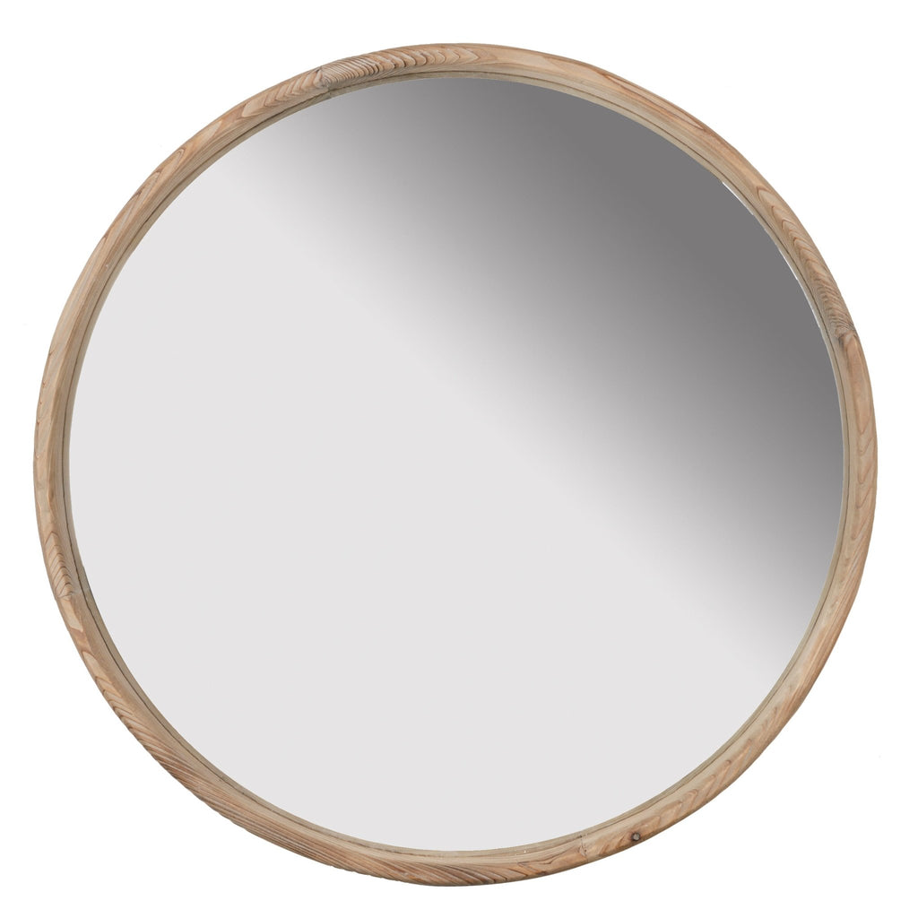 28" Round Wood Mirror, Wall Mounted Mirror Home Decor for Bathroom Living Room - Groovy Boardz