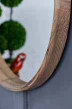 28" Round Wood Mirror, Wall Mounted Mirror Home Decor for Bathroom Living Room - Groovy Boardz