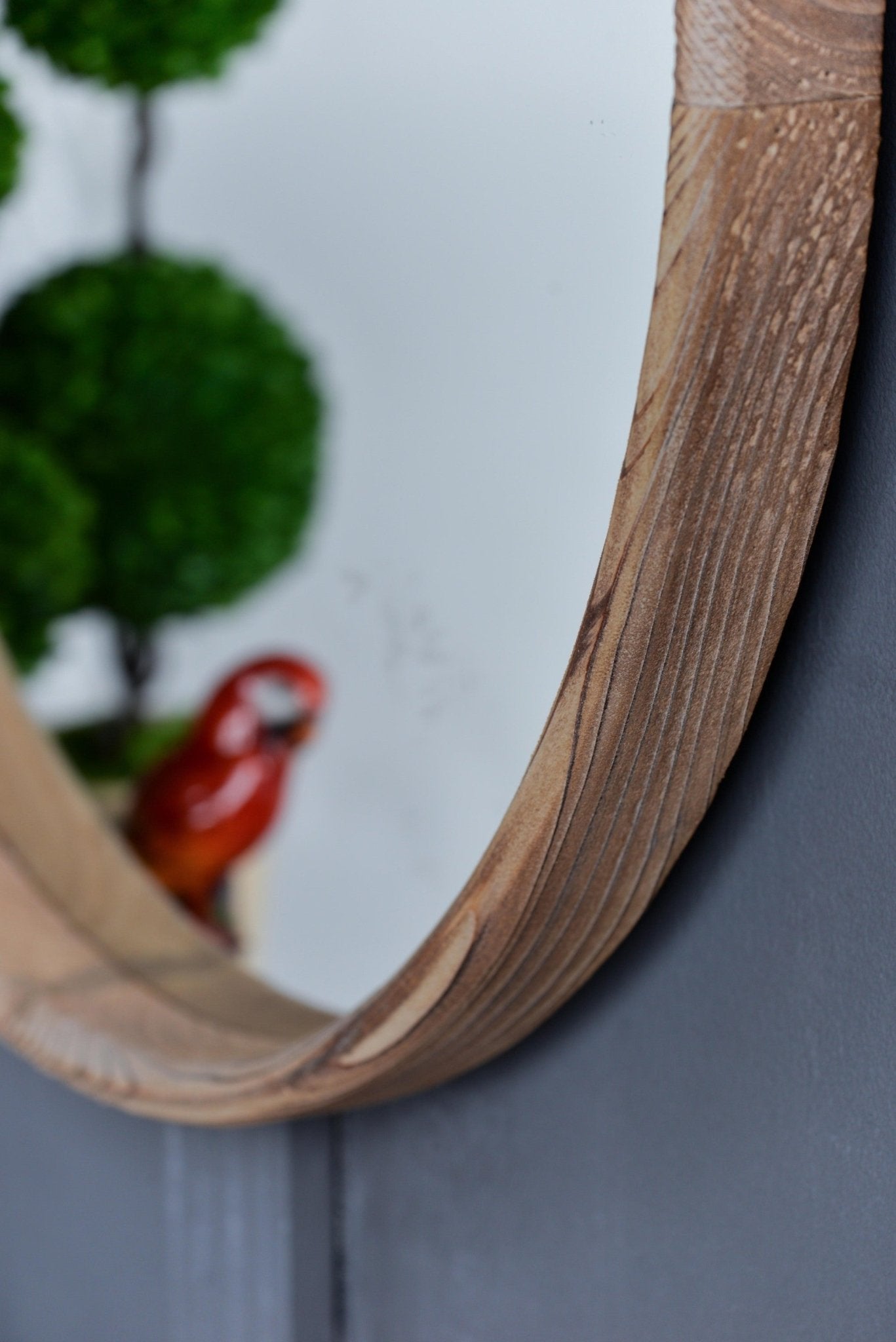 28" Round Wood Mirror, Wall Mounted Mirror Home Decor for Bathroom Living Room - Groovy Boardz