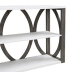 3-Tier Industrial Console Table, 70.87 inch, Narrow Entry Table Long Table with Storage for Entryway, Living Room, Foyer, Hallway,white.