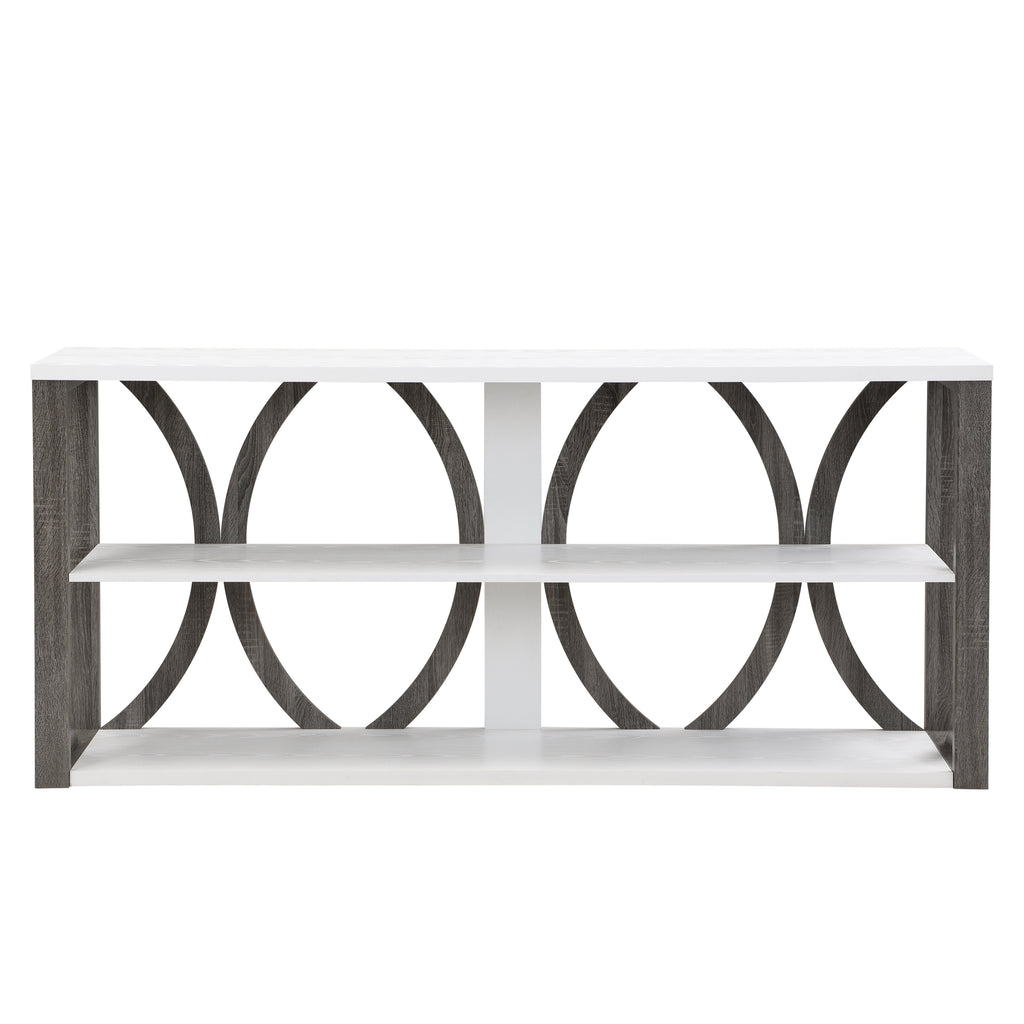 3-Tier Industrial Console Table, 70.87 inch, Narrow Entry Table Long Table with Storage for Entryway, Living Room, Foyer, Hallway,white.