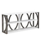 3-Tier Industrial Console Table, 70.87 inch, Narrow Entry Table Long Table with Storage for Entryway, Living Room, Foyer, Hallway,white.