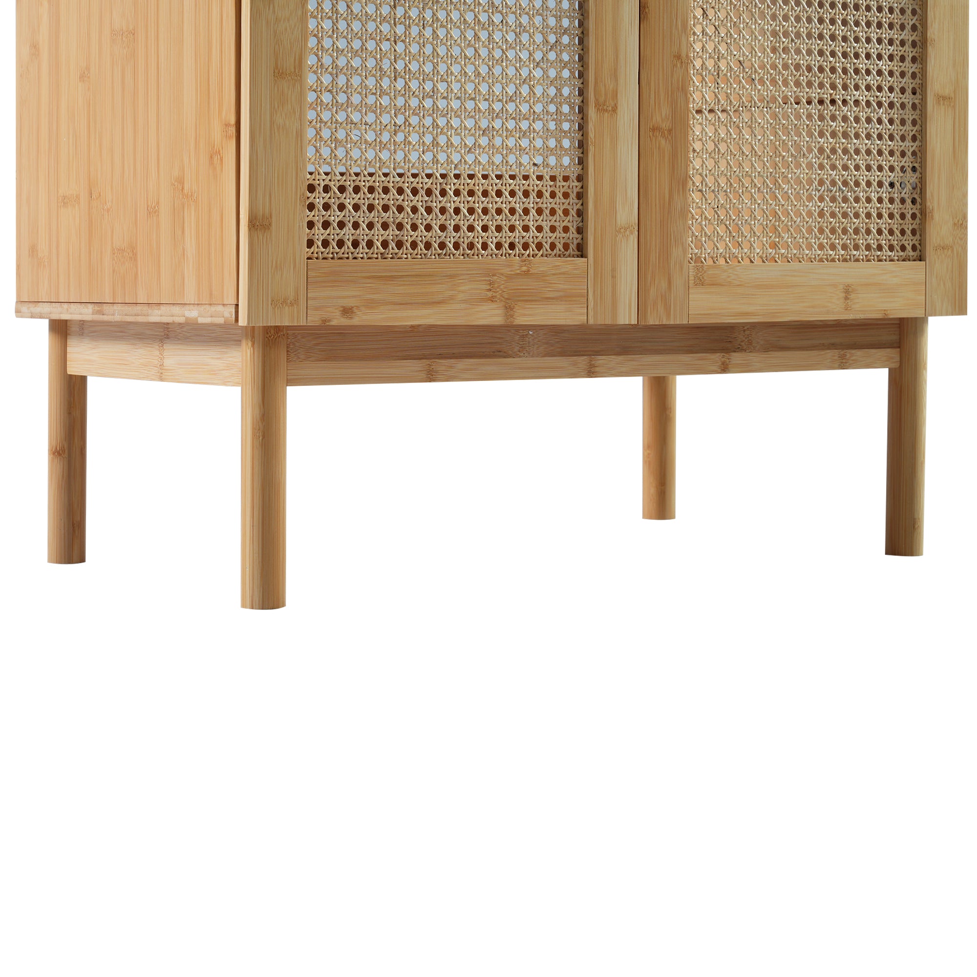 30-inch bathroom vanity crafted from natural materials, featuring handmade rattan doors and soft-closing mechanisms