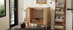 30-inch bathroom vanity crafted from natural materials, featuring handmade rattan doors and soft-closing mechanisms