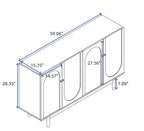 Stylish and Functional 4-Door Intaglio Storage Cabinet with Pine Legs, Solid Wood Pulls and MDF, for Living Room Bedroom,and Kitchen,White