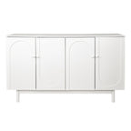 Stylish and Functional 4-Door Intaglio Storage Cabinet with Pine Legs, Solid Wood Pulls and MDF, for Living Room Bedroom,and Kitchen,White
