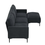 Luxurious L-Shaped Velvet Sectional Sofa with Convertible Ottoman - 4-Seater Modern Design - Groovy Boardz