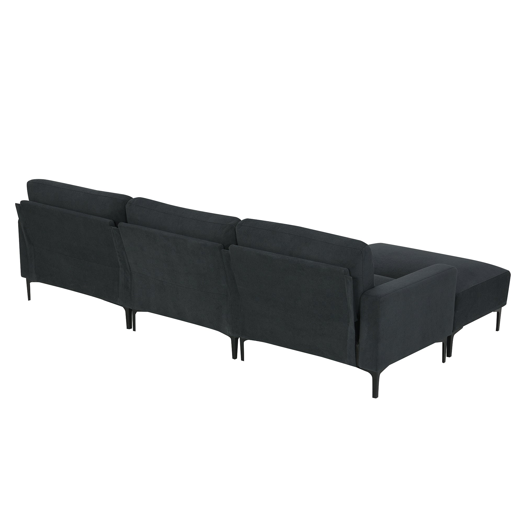 Luxurious L-Shaped Velvet Sectional Sofa with Convertible Ottoman - 4-Seater Modern Design - Groovy Boardz