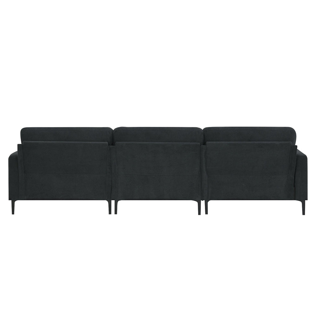 Luxurious L-Shaped Velvet Sectional Sofa with Convertible Ottoman - 4-Seater Modern Design - Groovy Boardz