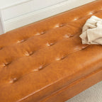 Storage Bench with Storage Bench for Bedroom End of Bed Bench Foot of Bed Bench Entryway Bench Storage Ottoman Bench 43.3" W x 17.7" Brown Leather Bench