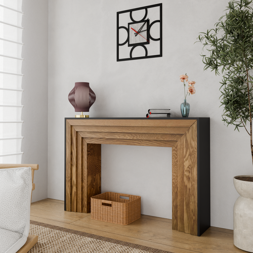 Elegant 47 Inch Fir Wood Console Table, Rustic Modern.