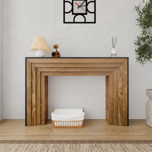 Elegant 47 Inch Fir Wood Console Table, Rustic Modern.