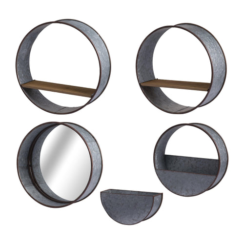 Elegant 5-Piece Farmhouse Metal Wall Planter for Gardens.