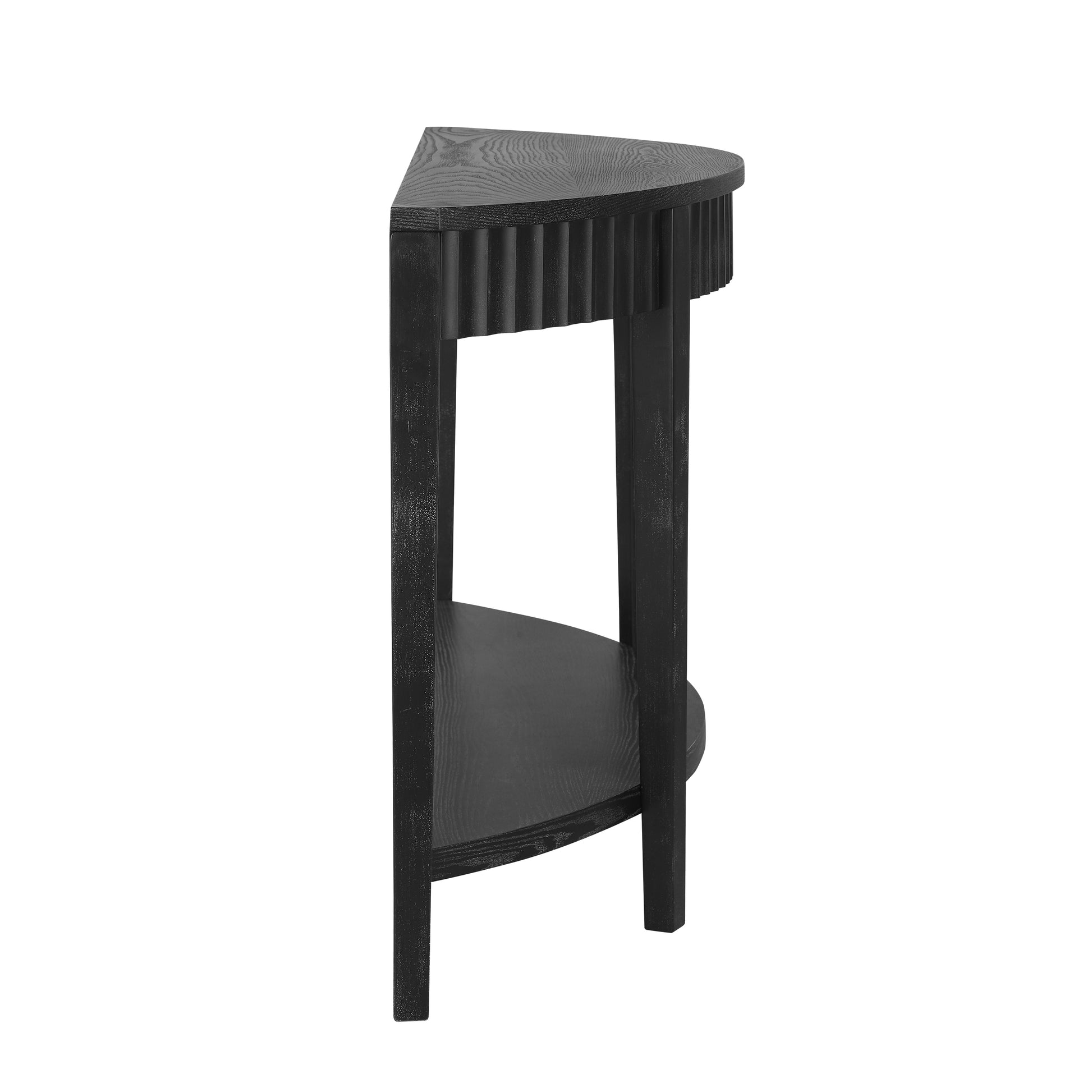 Mirod 55'' Elegant Half-Moon Entryway Table with Wood Veneer and Open Shelf – A Refined Accent Piece for Hallways or Foyers