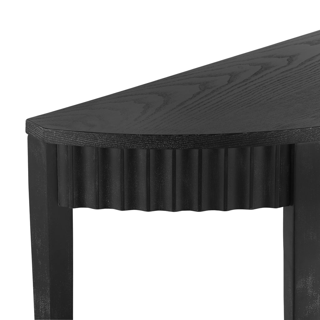 Mirod 55'' Elegant Half-Moon Entryway Table with Wood Veneer and Open Shelf – A Refined Accent Piece for Hallways or Foyers