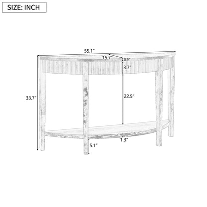 Mirod 55'' Elegant Half-Moon Entryway Table with Wood Veneer and Open Shelf – A Refined Accent Piece for Hallways or Foyers