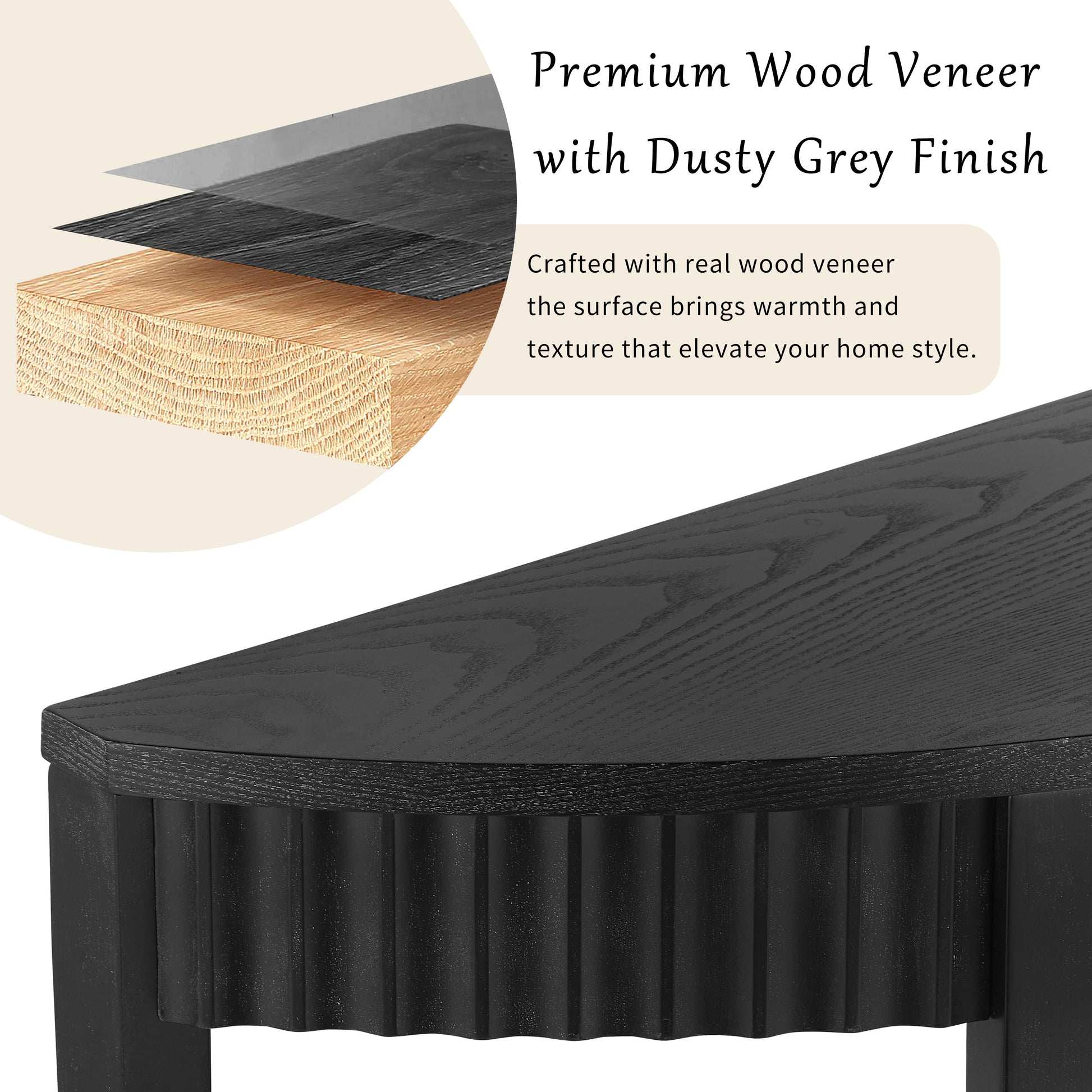 Mirod 55'' Elegant Half-Moon Entryway Table with Wood Veneer and Open Shelf – A Refined Accent Piece for Hallways or Foyers