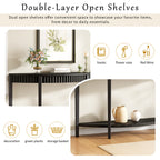 Mirod 55'' Elegant Half-Moon Entryway Table with Wood Veneer and Open Shelf – A Refined Accent Piece for Hallways or Foyers