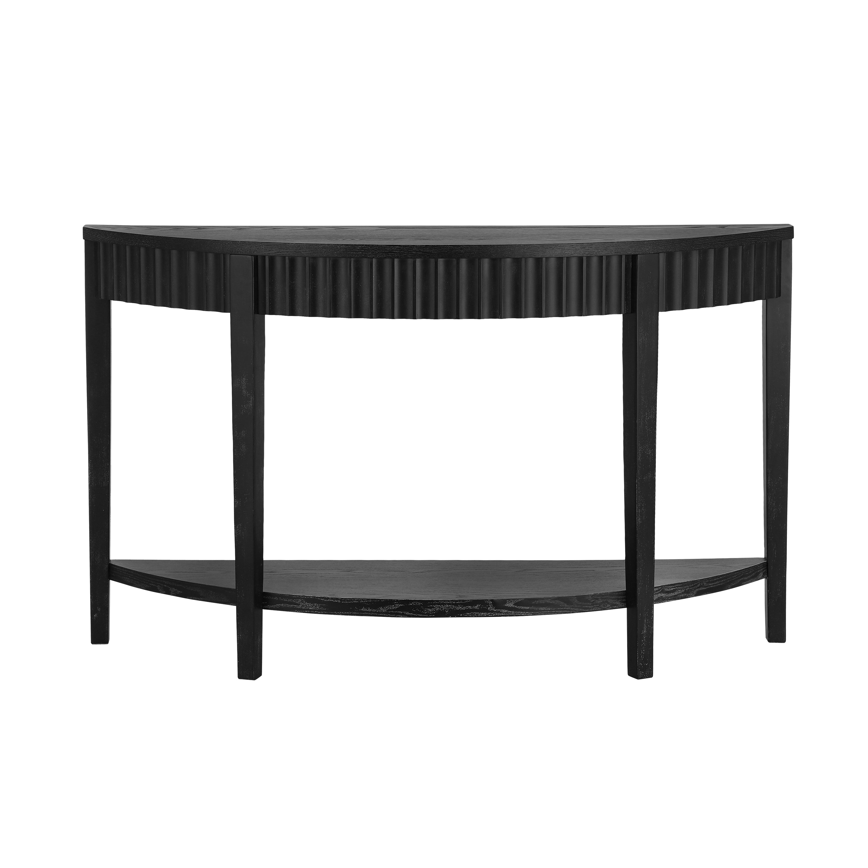 Mirod 55'' Elegant Half-Moon Entryway Table with Wood Veneer and Open Shelf – A Refined Accent Piece for Hallways or Foyers