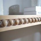 Natural wood Console Table, 59in Entryway Table, Curved Waterfall-style Table,Console table with wood beads,Entrance Table for Entryway, Hallway, Living Room, Foyer, Corridor, Office