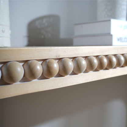 Natural wood Console Table, 59in Entryway Table, Curved Waterfall-style Table,Console table with wood beads,Entrance Table for Entryway, Hallway, Living Room, Foyer, Corridor, Office