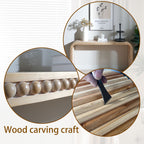 Natural wood Console Table, 59in Entryway Table, Curved Waterfall-style Table,Console table with wood beads,Entrance Table for Entryway, Hallway, Living Room, Foyer, Corridor, Office