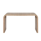 Natural wood Console Table, 59in Entryway Table, Curved Waterfall-style Table,Console table with wood beads,Entrance Table for Entryway, Hallway, Living Room, Foyer, Corridor, Office